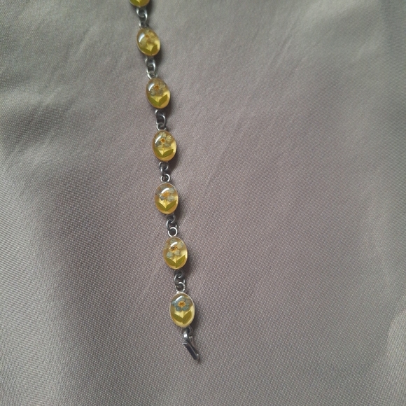 925 Forget Me Not Lucite Cabachon 7" Vintage Bracelet Sterling Silver Flower✨️ - Picture 7 of 7